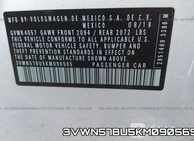 3VWN57BU5KM090565 фото 10