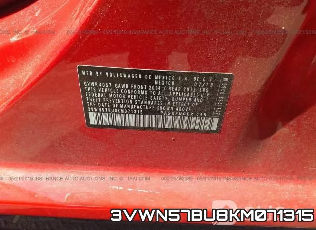 3VWN57BU8KM071315 фото 9