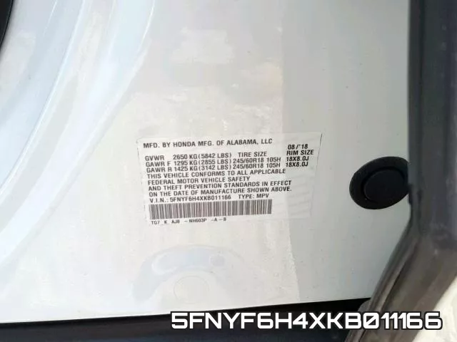 5FNYF6H4XKB011166 фото 2