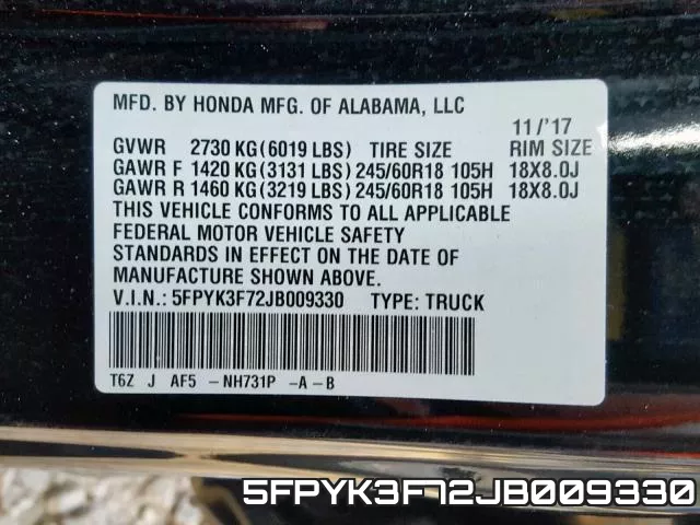 5FPYK3F72JB009330 фото 2