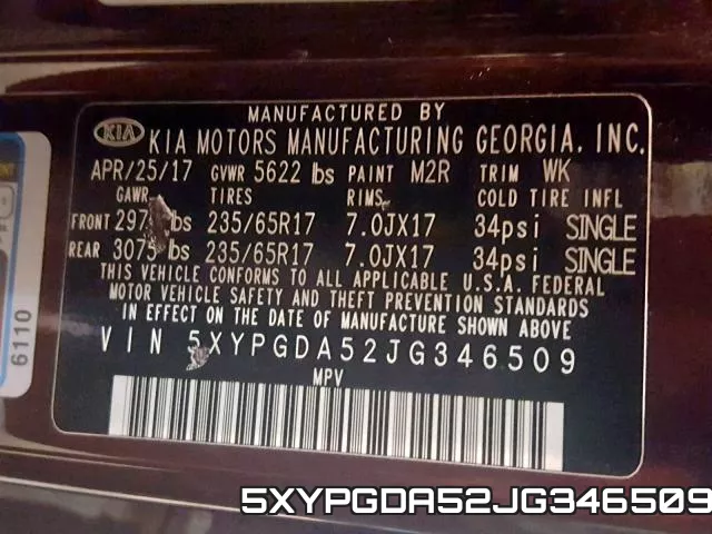 5XYPGDA52JG346509 фото 2