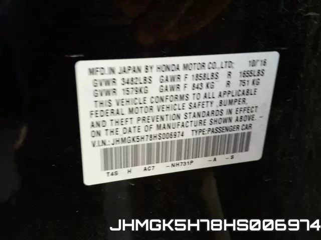 JHMGK5H78HS006974 фото 2
