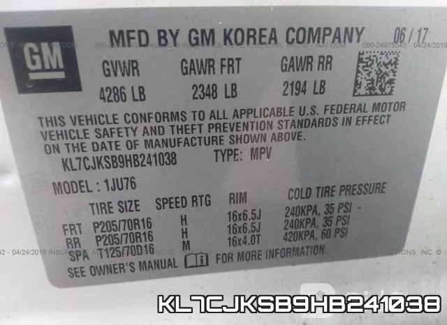 KL7CJKSB9HB241038 фото 10
