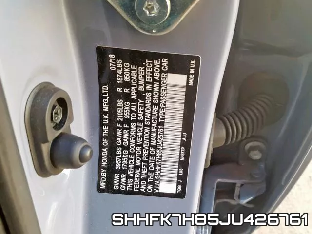 SHHFK7H85JU426761 фото 2