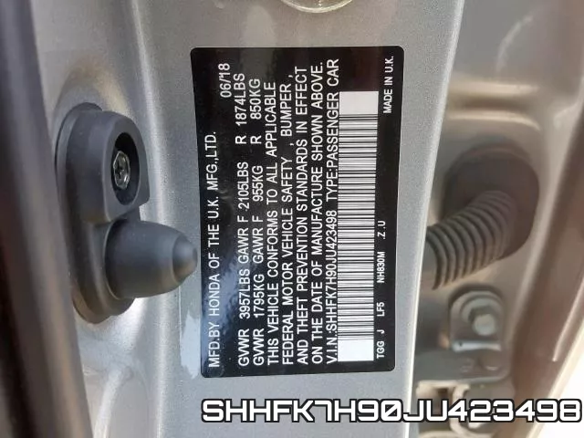 SHHFK7H90JU423498 фото 2