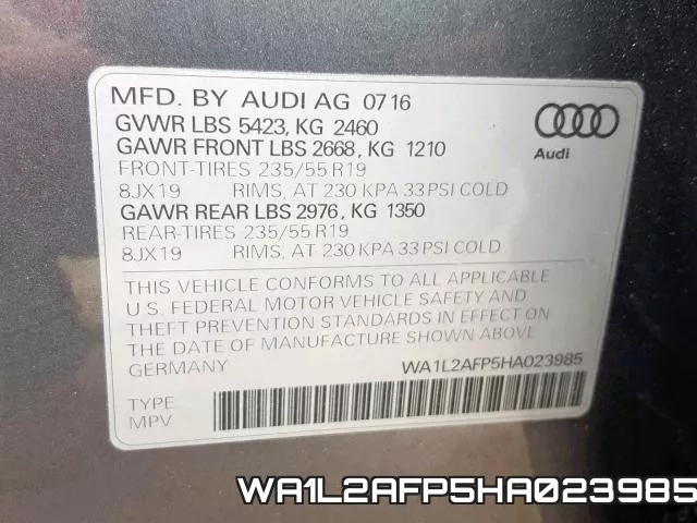 WA1L2AFP5HA023985 фото 2