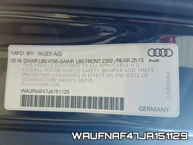WAUFNAF47JA151129 фото 2