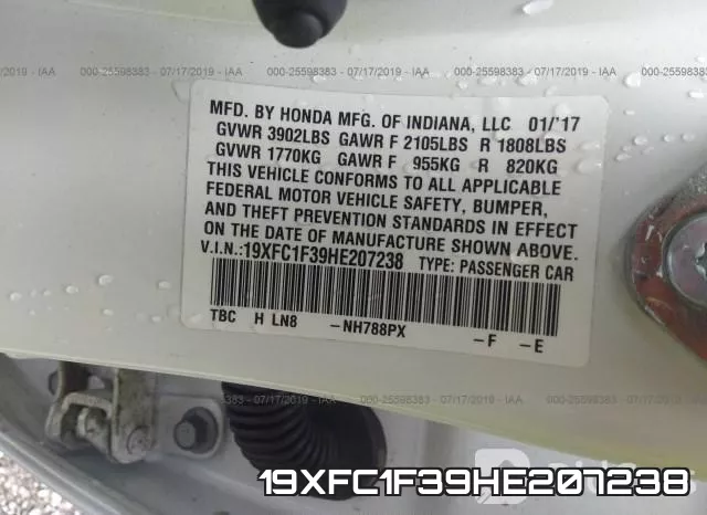 19XFC1F39HE207238 фото 10