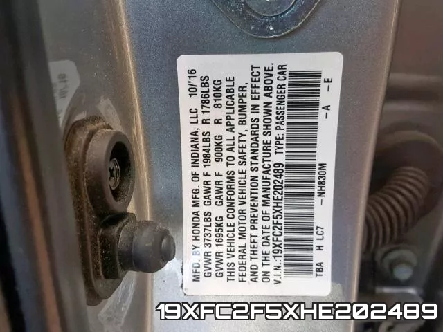 19XFC2F5XHE202489 фото 2