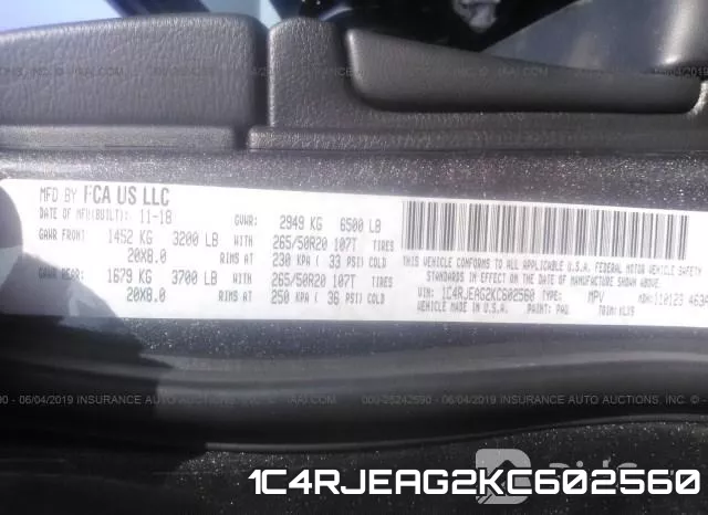 1C4RJEAG2KC602560 фото 10