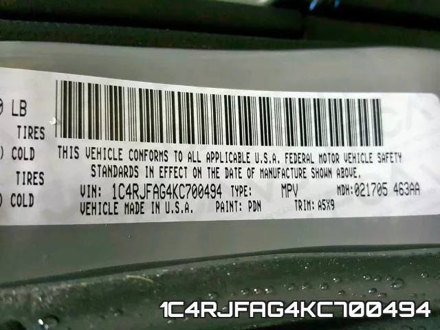 1C4RJFAG4KC700494 фото 2