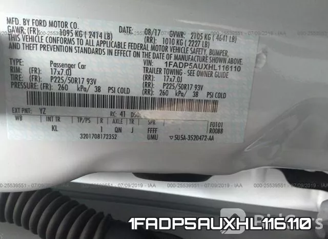 1FADP5AUXHL116110 фото 10