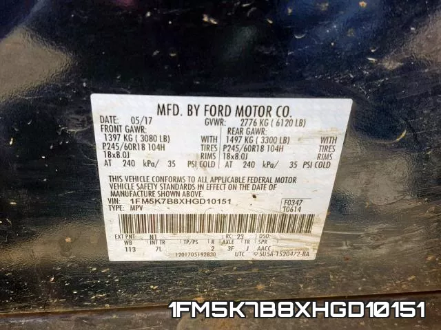 1FM5K7B8XHGD10151 фото 2