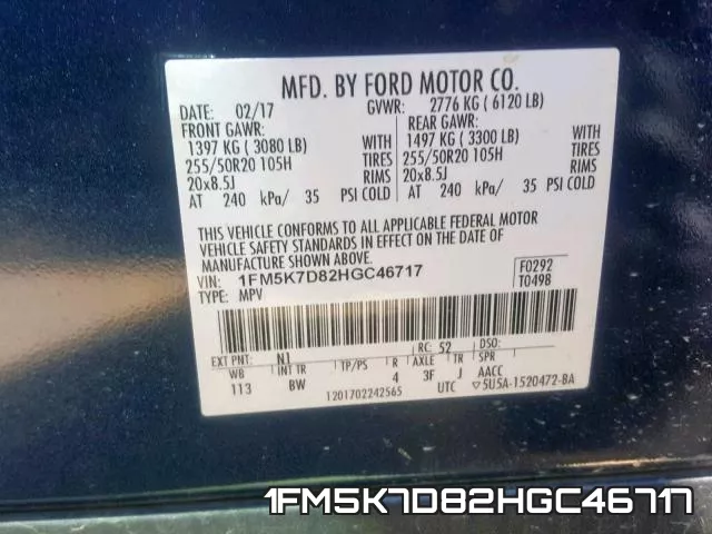 1FM5K7D82HGC46717 фото 2
