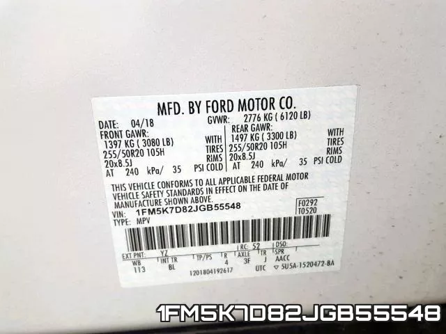 1FM5K7D82JGB55548 фото 2