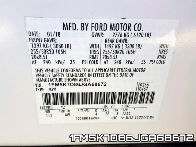 1FM5K7D86JGA68672 фото 2