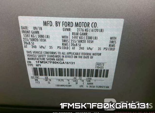 1FM5K7F80KGA16131 фото 9