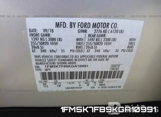 1FM5K7F89KGA10991 фото 10