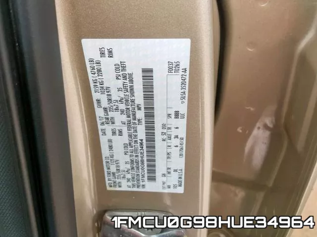 1FMCU0G98HUE34964 фото 2