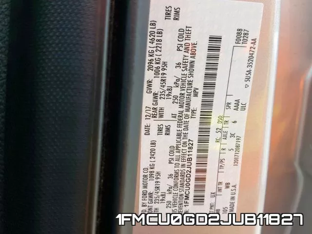 1FMCU0GD2JUB11827 фото 2