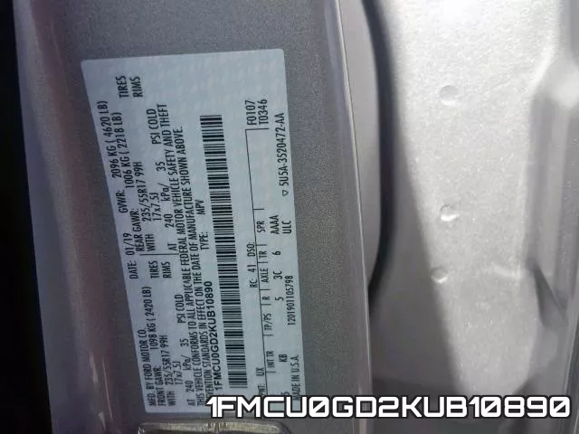 1FMCU0GD2KUB10890 фото 2