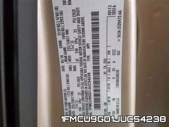 1FMCU9GD1JUC54238 фото 2