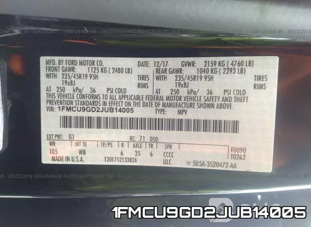 1FMCU9GD2JUB14005 фото 10
