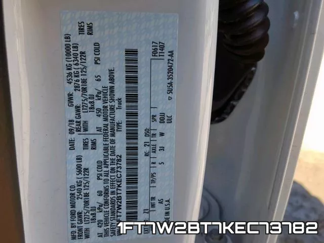 1FT7W2BT7KEC73782 фото 2