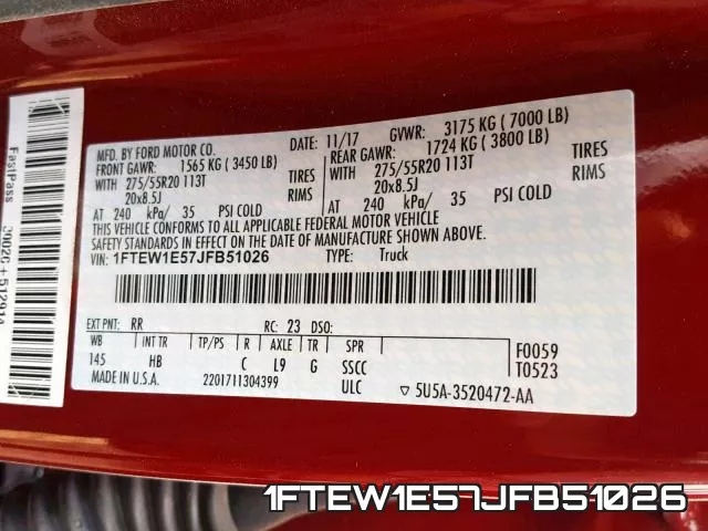1FTEW1E57JFB51026 фото 2