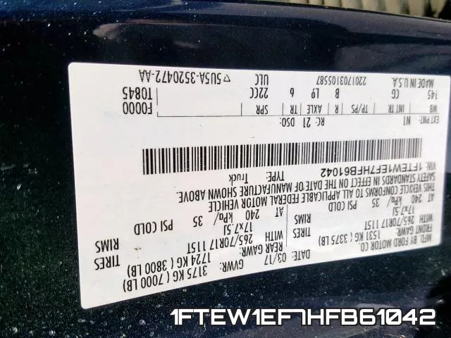 1FTEW1EF7HFB61042 фото 2