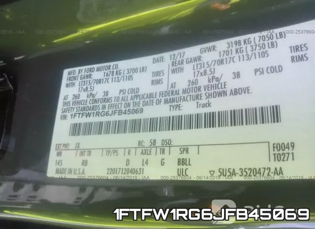 1FTFW1RG6JFB45069 фото 10