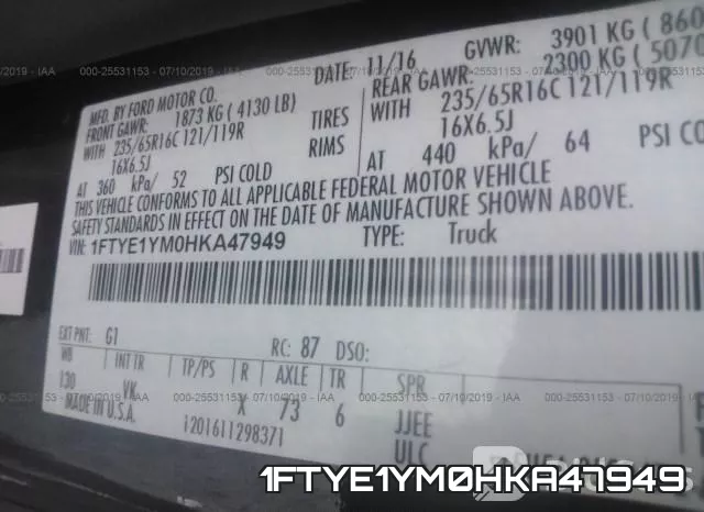 1FTYE1YM0HKA47949 фото 10