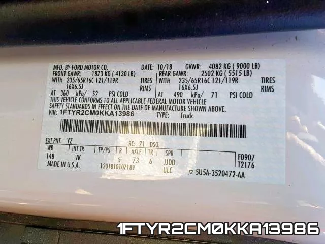 1FTYR2CM0KKA13986 фото 2