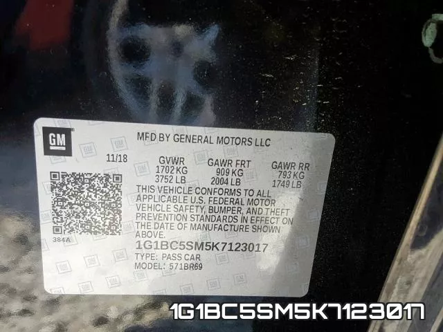 1G1BC5SM5K7123017 фото 2