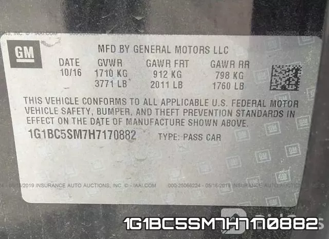 1G1BC5SM7H7170882 фото 10