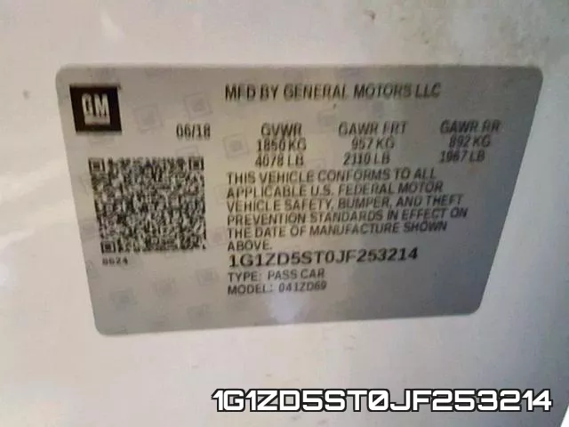 1G1ZD5ST0JF253214 фото 2