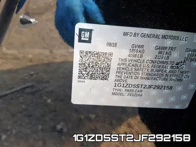 1G1ZD5ST2JF292158 фото 2