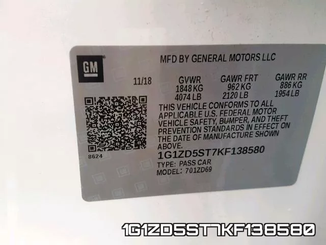 1G1ZD5ST7KF138580 фото 2