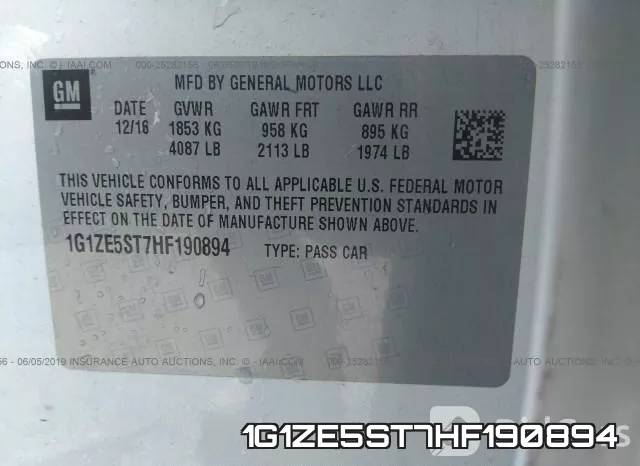 1G1ZE5ST7HF190894 фото 10