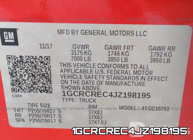 1GCRCREC4JZ198195 фото 10