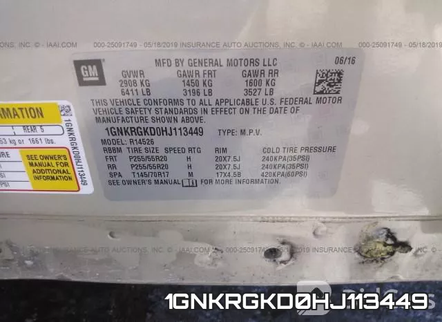 1GNKRGKD0HJ113449 фото 10