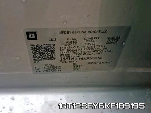 1GT12SEY6KF189195 фото 2
