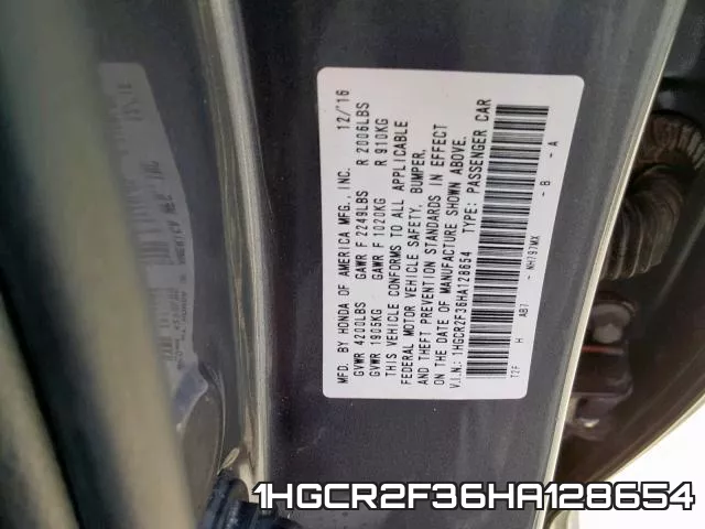 1HGCR2F36HA128654 фото 2