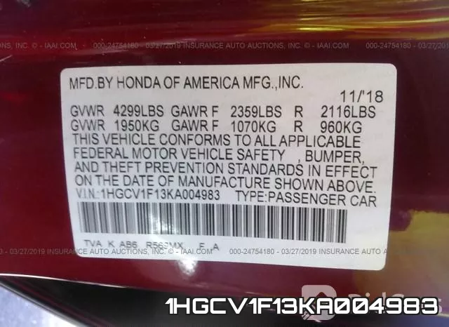 1HGCV1F13KA004983 фото 10