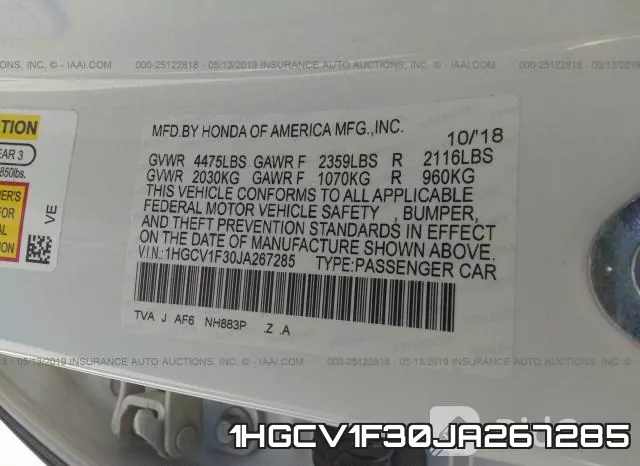 1HGCV1F30JA267285 фото 10