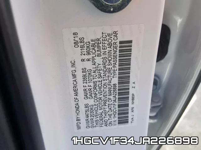 1HGCV1F34JA226898 фото 2