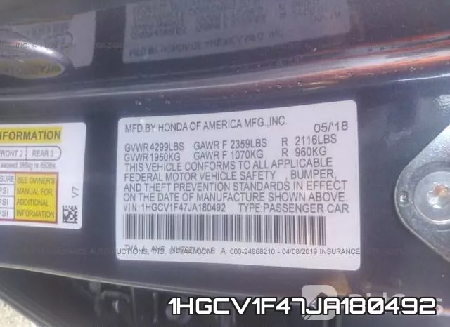 1HGCV1F47JA180492 фото 10