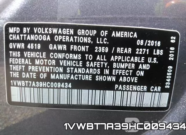 1VWBT7A39HC009434 фото 10