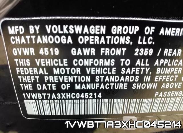 1VWBT7A3XHC045214 фото 10