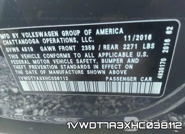 1VWDT7A3XHC038112 фото 10